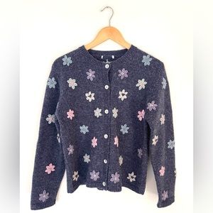 Vintage 90’s Y2K wool cropped fit floral embroidered cardigan size M/L